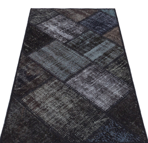 Iskece 31415 Black Patchwork Wool Handmade Area Rug 2'7" x 4'11"
