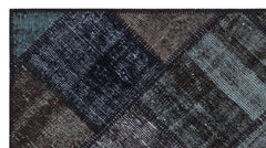 Iskece 31415 Black Patchwork Wool Handmade Area Rug 2'7" x 4'11"