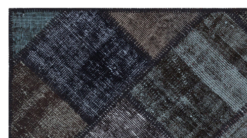 Iskece 31415 Black Patchwork Wool Handmade Area Rug 2'7" x 4'11"