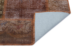 Iskece 31418 Brown Patchwork Wool Handmade Area Rug 2'7" x 4'11"