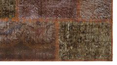 Iskece 31418 Brown Patchwork Wool Handmade Area Rug 2'7" x 4'11"