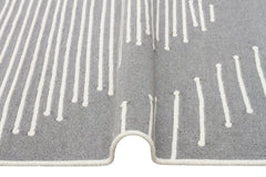 Grey Geometric Kilim Rug - Washable Cotton Double Sided Woven Rug