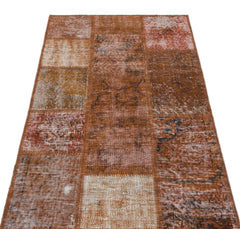 Iskece 31423 Brown Patchwork Wool Handmade Area Rug 2'7" x 4'11"