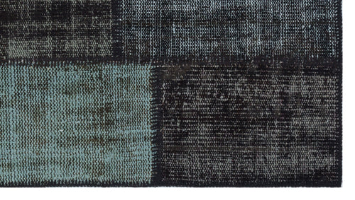 Iskece 31425 Black Patchwork Wool Handmade Area Rug 2'7" x 4'11"