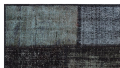 Iskece 31425 Black Patchwork Wool Handmade Area Rug 2'7" x 4'11"