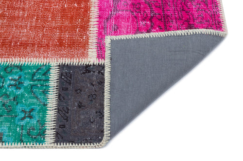 Iskece 31427 Beige Patchwork Wool Handmade Area Rug 2'7" x 4'11"