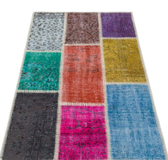 Iskece 31427 Beige Patchwork Wool Handmade Area Rug 2'7" x 4'11"