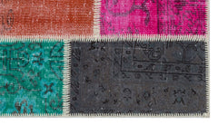 Iskece 31427 Beige Patchwork Wool Handmade Area Rug 2'7" x 4'11"