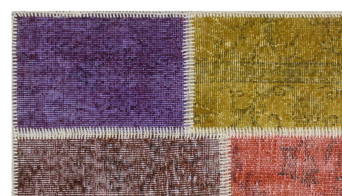 Iskece 31427 Beige Patchwork Wool Handmade Area Rug 2'7" x 4'11"