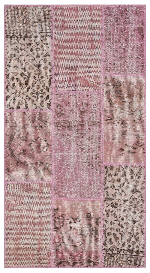 Iskece Pink Vintage Wool Handmade Area Rug 2'7" x 4'11"