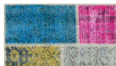 Iskece 31432 Beige Patchwork Wool Handmade Area Rug 2'7" x 4'11"