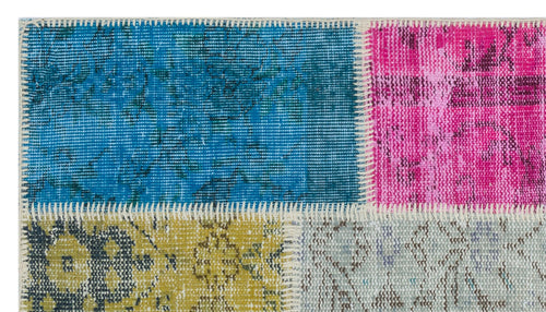 Iskece 31432 Beige Patchwork Wool Handmade Area Rug 2'7" x 4'11"