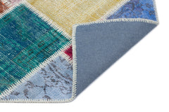 Iskece 31434 Beige Patchwork Wool Handmade Area Rug 2'7" x 4'11"