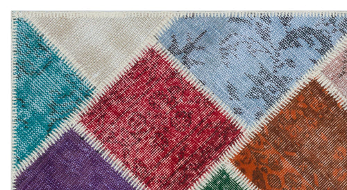 Iskece 31434 Beige Patchwork Wool Handmade Area Rug 2'7" x 4'11"