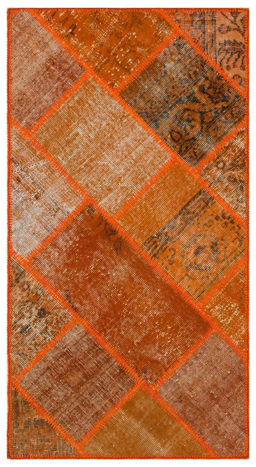 Iskece 31437 Orange Vintage Wool Handmade Area Rug 2'7" x 4'11"