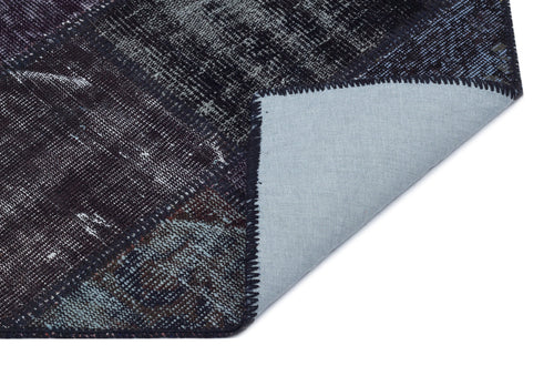 Iskece 31438 Black Patchwork Wool Handmade Area Rug 2'7" x 4'11"