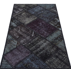Iskece 31438 Black Patchwork Wool Handmade Area Rug 2'7" x 4'11"