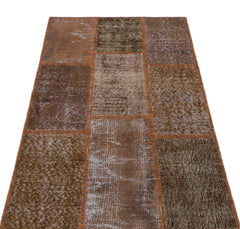 Iskece 31439 Brown Patchwork Wool Handmade Area Rug 2'7" x 4'11"