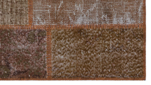 Iskece 31439 Brown Patchwork Wool Handmade Area Rug 2'7" x 4'11"