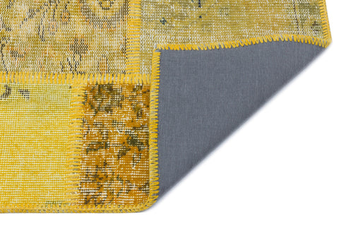 Iskece 31441 Yellow Patchwork Wool Handmade Area Rug 2'7" x 4'11"