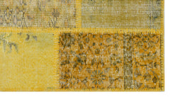 Iskece 31441 Yellow Patchwork Wool Handmade Area Rug 2'7" x 4'11"
