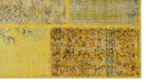 Iskece 31441 Yellow Patchwork Wool Handmade Area Rug 2'7" x 4'11"