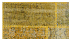 Iskece 31441 Yellow Patchwork Wool Handmade Area Rug 2'7" x 4'11"