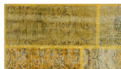 Iskece 31441 Yellow Patchwork Wool Handmade Area Rug 2'7" x 4'11"
