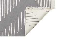 Grey Geometric Kilim Rug - Washable Cotton Double Sided Woven Rug