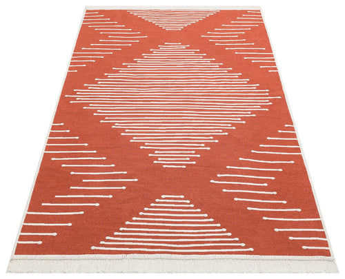 Cotton Kilim Rug – Double Sided Geometric Flatweave Area Rug | Washable Non Slip