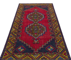 Kavala Red Classic Wool Handmade Area Rug 3'8" x 7'3"
