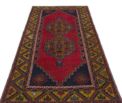 Kavala Red Classic Wool Handmade Area Rug 3'10" x 7'9"