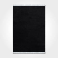 Chenille Area Rug – Black Flat Cotton Machine Made Rug with 20 mm Pile