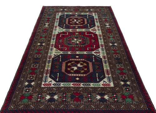 Kavala Burgundy Classic Wool Handmade Area Rug 4'6" x 7'7"