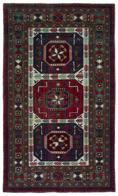Kavala Burgundy Classic Wool Handmade Area Rug 4'6" x 7'7"