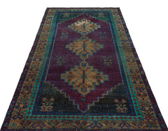 Kavala Purple Classic Wool Handmade Area Rug 4'4" x 8'2"
