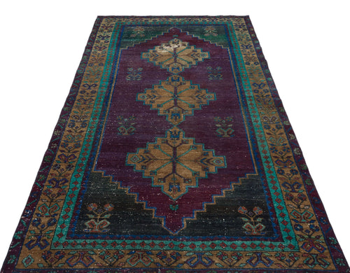 Kavala Purple Classic Wool Handmade Area Rug 4'4" x 8'2"