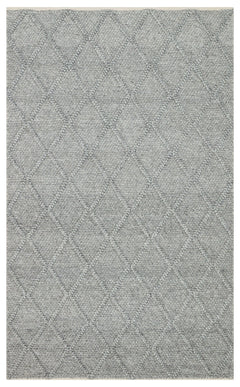 Hand-Knitted Rug - Grey Geometric Flatweave Carpet with Soft Texture