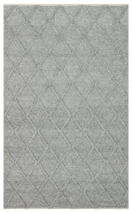 Hand-Knitted Rug - Grey Geometric Flatweave Carpet with Soft Texture