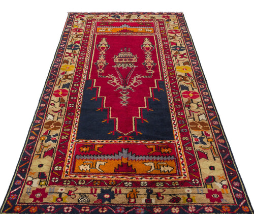 Kavala Red Classic Wool Handmade Area Rug 3'11" x 7'8"