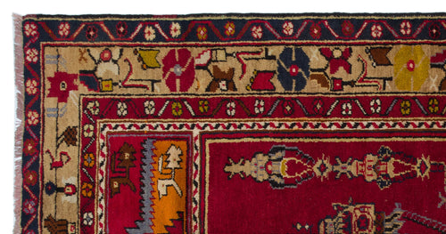 Kavala Red Classic Wool Handmade Area Rug 3'11" x 7'8"