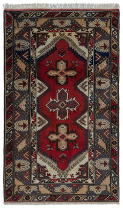 Kavala Red Classic Wool Handmade Area Rug 3'11" x 6'7"