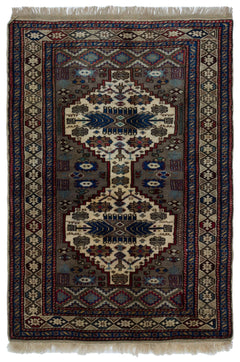 Kavala Brown Classic Wool Handmade Area Rug 3'4" x 4'9"