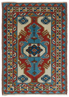 Kavala Red Classic Wool Handmade Area Rug 4'2" x 5'9"