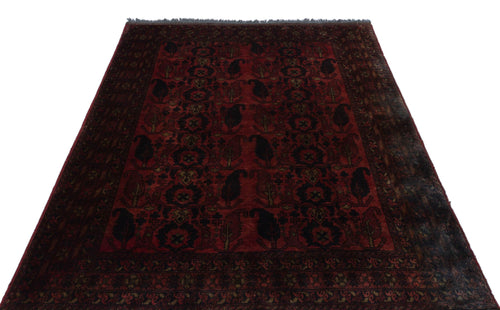 Kavala Red Classic Wool Handmade Area Rug 4'11" x 6'7"