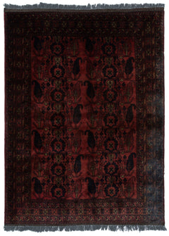 Kavala Red Classic Wool Handmade Area Rug 4'11" x 6'7"