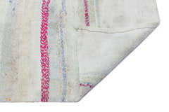 Girit Beige Striped Wool Handmade Area Rug 4'6" x 8'3"