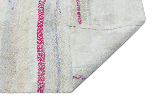 Girit Beige Striped Wool Handmade Area Rug 4'6" x 8'3"