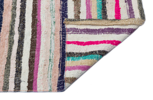 Girit Beige Striped Wool Handmade Area Rug 5'6" x 12'3"