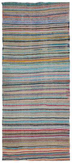 Girit Beige Striped Wool Handmade Area Rug 5'9" x 9'4"